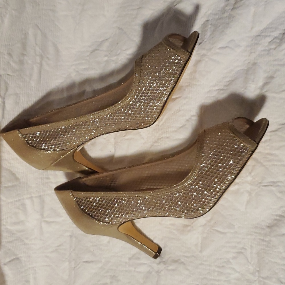 I Miller Womens Fiza Peep Toe Cone Heel Pumps - Picture 3 of 8